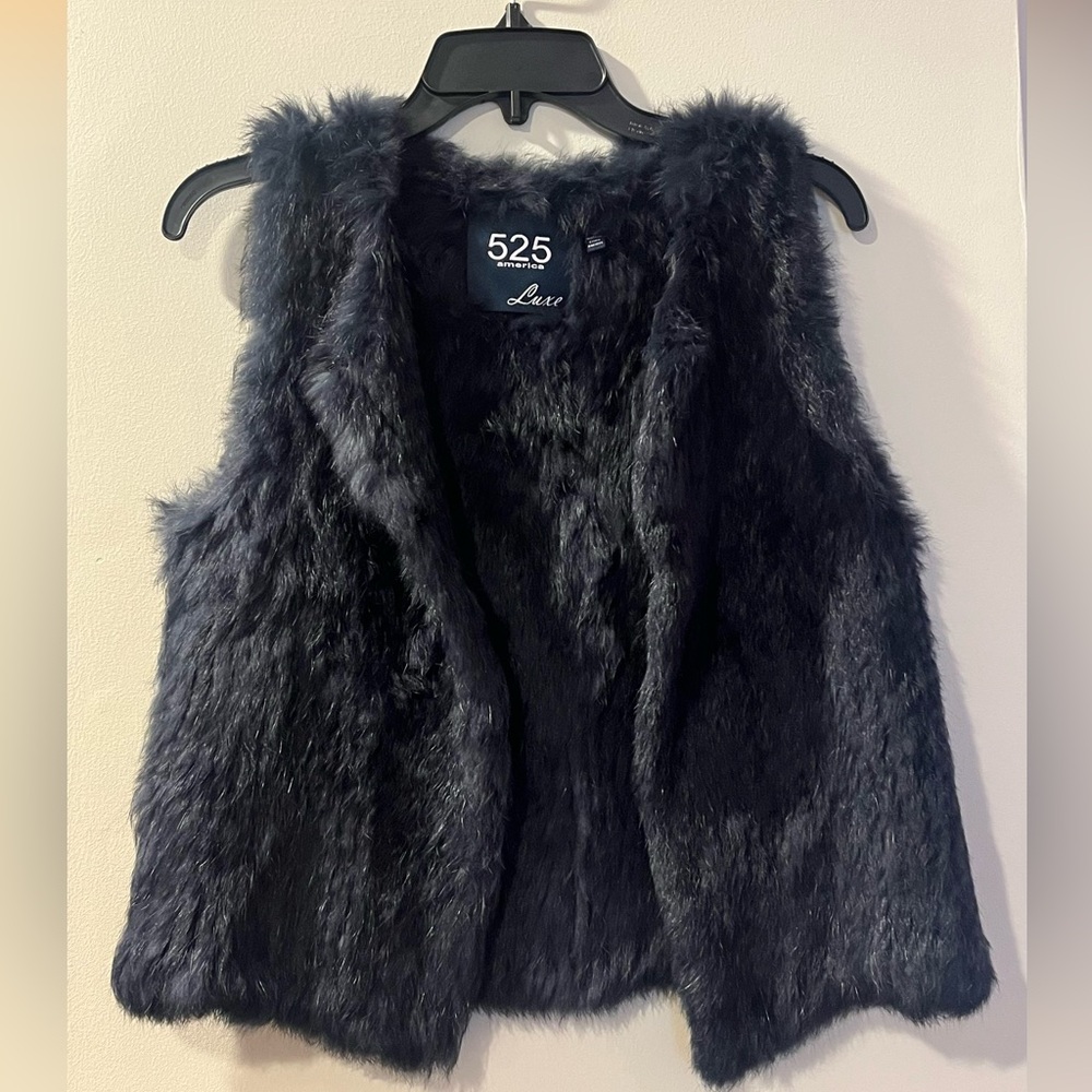 Luxurious Navy Rabbit Fur Vest